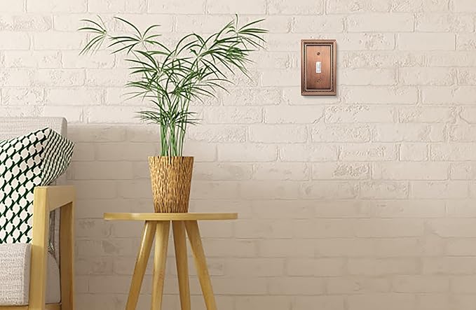 Henne Bery Sunken Pearls Heavy Duty Decorative Wall Plate Switch Plate Outlet Cover (Single Toggle, 2 Pack, Antique Copper)