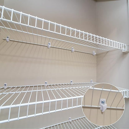 40 Pcs White Down Wall Clips - Wire Shelf Brackets Closet Maid Support Brackets - Plastic Closet Shelves Screws and Expansion Tubes for Wire Shelving