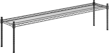 Black Epoxy Wire Storage Shelf, Dunnage Rack, Commercial 1 Tier Small Shelf, 12" x 60" x 14", Heavy-Duty Metal, 600 lbs Capacity