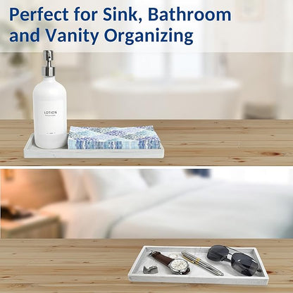 Countertop and Vanity Tray - 11.7" Silicone Bathroom Tray Countertop, Dish Soap Trays for Kitchen Counter, Sink Organizer Accessories Caddy, Toilet Laundry Shower Makeup Mat Oil Holder