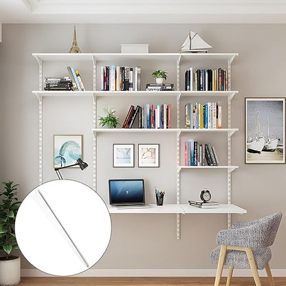 10 Pack 14.5 Inch Adjustable Shelf Brackets, Heavy Duty Wire Shelving Brackets, Locking Shelf Bracket for Double Track System Closet Organization