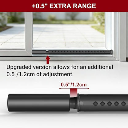 AceMining Sliding Door Security Bar,Heavy Duty Sliding Patio Door Lock Bar, 20-50inch Adjustable Multi-use Window Security Bars, Sliding Door Stopper,Black,1Pack