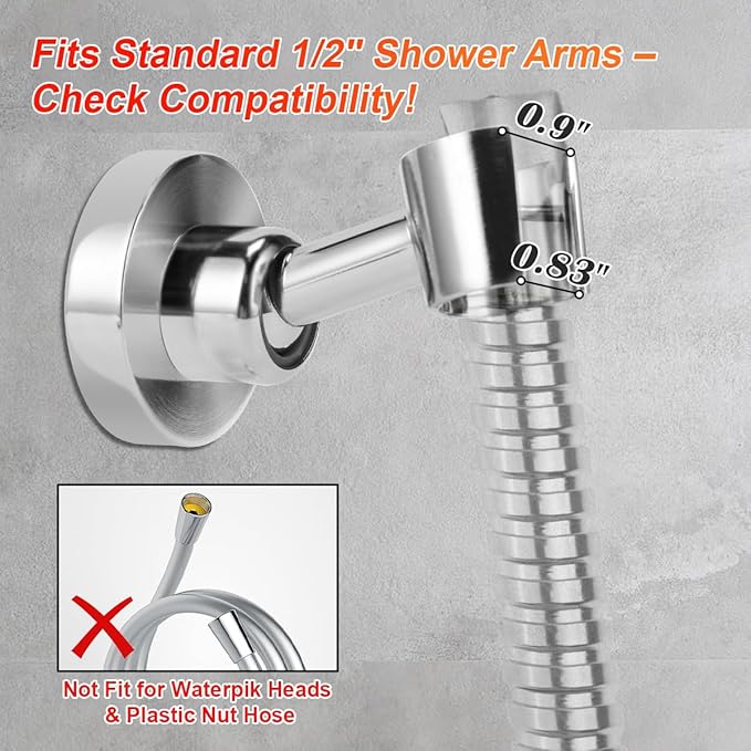 Shower Head Holder All Metal Handheld Shower Wand Bracket Adjustable Handheld Shower Head Holder Wall Mount Shower Wand Bracket Polished Chrome Finish