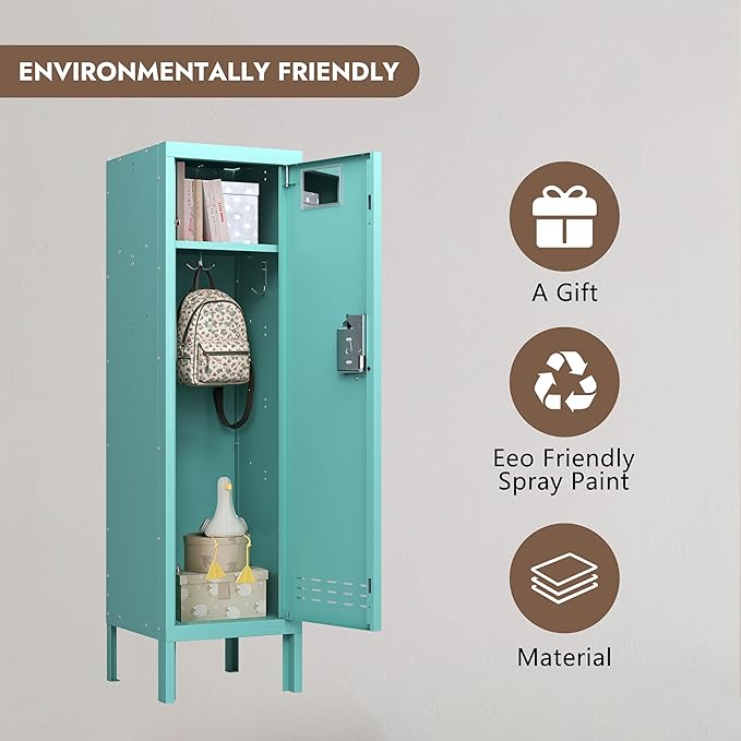 Metal Kids Locker,Metal Cabinet Storage Lockers,Lockable for Employees with Door,54" Height Steel Locker,Lockable Steel Locker for Children's Room, Playroom, School,Gym
