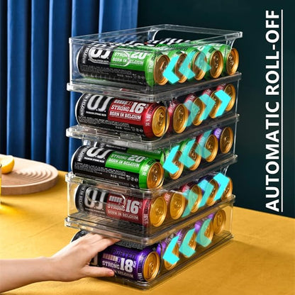 Xicennego 2-Tier Large Stackable Soda Can Organizer for Refrigerator - For Tall Cans of 500ml/17oz - Fridge Can Organizer Dispenser, Beverage Can Holder for Refrigerator, Pantry, Cupboard