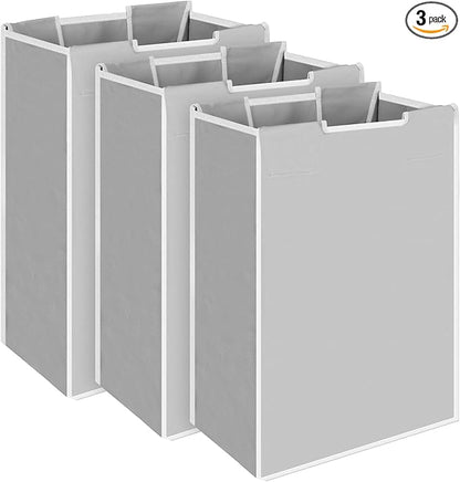 3 Pack Large Laundry Sorter Replacement Bags, Hamper Cart Removable Replacement, Laundry Storage Organizer-Replacement Bags, Gray, Square Shap