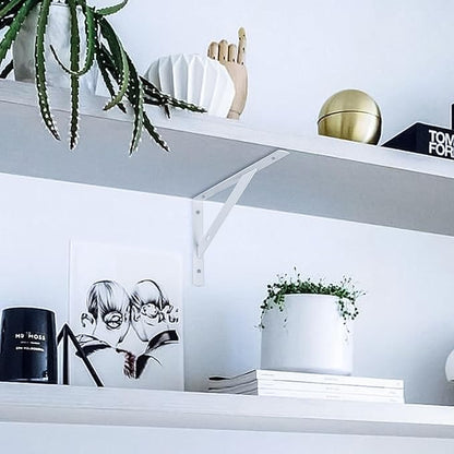 8 Pcs Heavy Duty Shelf Brackets, Floating Metal Shelf Brackets, L Shaped Shelves Support Angle Brackets for Heavy Duty Floating Shelves (9.84 x6.29 inch White)