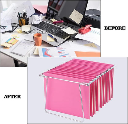 4 Pack Hanging File Folder Frames, Heavy Duty Steel Hanging File Organizer, File Cabinet Rails, Adjustable 11 to 17.4 Inches, Suitable for File Cabinets, Storage File Boxes