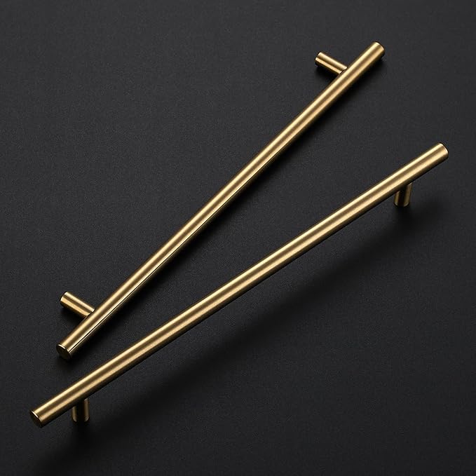 JOY DECOR 25 Pack Champagne Bronze Cabinet Pulls – 12-1/2 Inch Length, 10 Inch (256mm) Hole Center – Stainless Steel Kitchen Cabinet Handles for Drawer and Cupboard