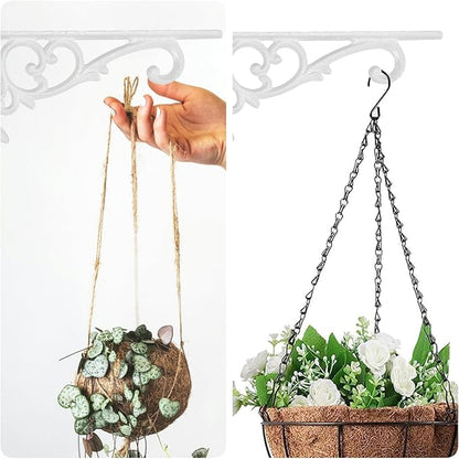 Z Metnal Decorative Shelf Brackets, White Cast Wrought Iron Metal Mailbox Bracket, 90° Right Angle Victorian Brackets, Wall Decor, Modern Shelving Bracket for DIY Floating Shelves, 4 Pcs