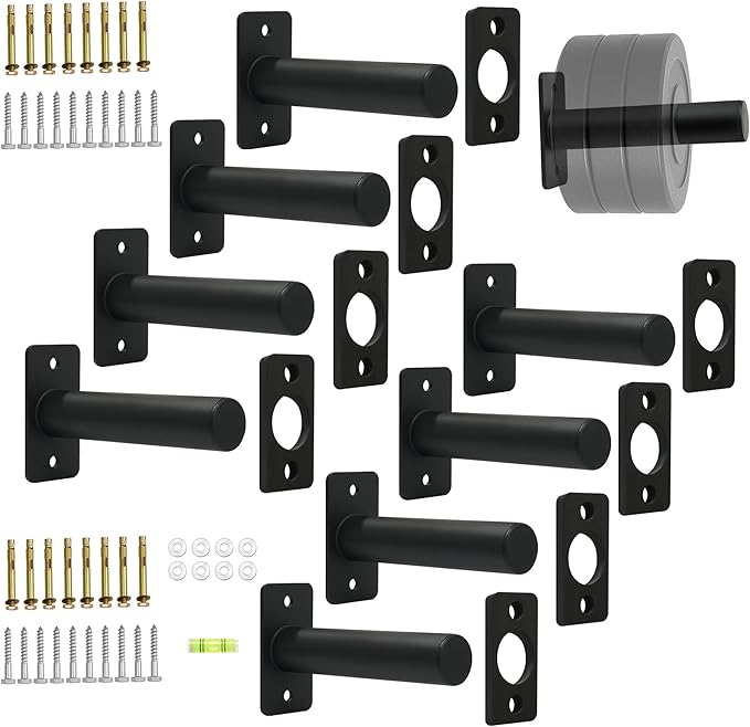 Wall Mounted Olympic Weight Plate Rack, Heavy Duty Metal 2" Plate Holder & Hanger for Home Gym, Garage Gym, Powerlifting & Fitness Equipment Storage, 275 lbs Capacity Barbell Plate Organizer with Screws for Wood & Concrete Walls