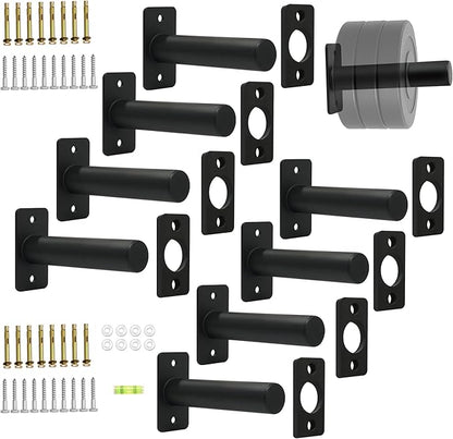 Wall Mounted Olympic Weight Plate Rack, Heavy Duty Metal 2" Plate Holder & Hanger for Home Gym, Garage Gym, Powerlifting & Fitness Equipment Storage, 275 lbs Capacity Barbell Plate Organizer with Screws for Wood & Concrete Walls