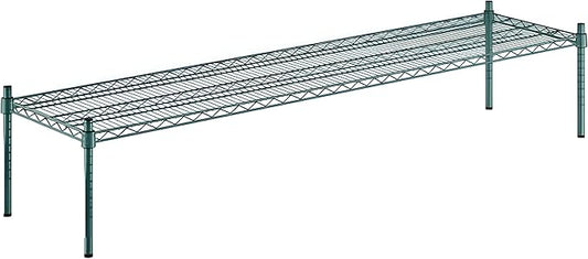 18" x 72" x 14" Green Epoxy Wire Storage Shelf, Dunnage Rack, Commercial 1 Tier Small Shelf