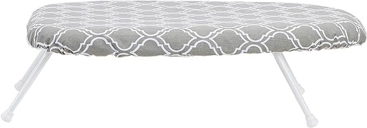 Amazon Basics Foldable Compact Tabletop Ironing Board with Folding Legs, Heat Resistant Portable, Lightweight, Non-Slip, Easy Storage, Trellis Removable Cover, 23.6"L x 7.1"W x 14.3"H, Chevron