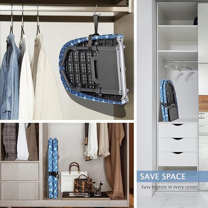 SheeChung Tabletop Ironing Board 12"x32",Small Ironing Boards with Removable Cotton Cover and Pad,Portable Folding Non-Slip Feet for Home Laundry Rooms,Blue Square