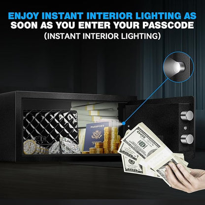 1.2 Cu Ft Fireproof Safe Box for Home - Steel Lock Box for Office & Home Security, Digital Electronic Keypad, Alarm System, Silent Mode, Safety Box for Documents Money Jewelry Laptop