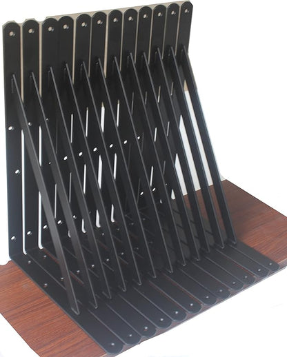 24 Pack L14 x H 10" Black Heavy Duty Shelf Brackets with Screws Metal Shelf Brackets Shelf Support Angle Brackets for Shelves L Brackets Heavy Duty Floating Shelf