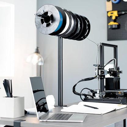 VIVO Clamp-on Steel Filament Holder for 3D Printer, Height Adjustable Spool Support, Holds up to 8 Standard Reels, Black, STAND-3DRH
