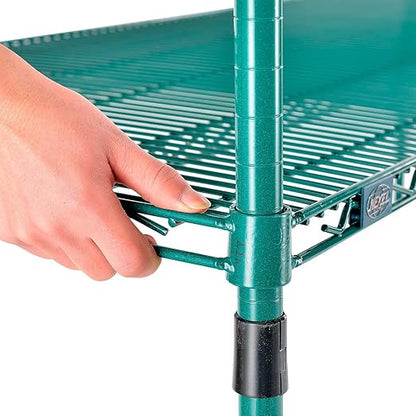 Nexel Additional Wire Shelf for Wire Shelving Units, 24" W x 48" L Poly-Green Epoxy, 800lb Capacity, NSF Approved, NEXGard Anti-Microbial Agent, Includes 1 Shelf and 4 Shelf Clips