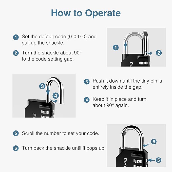 Puroma 4 Pack Combination Lock for Locker 4 Digit Outdoor Waterproof Padlock for School, Gym, Sports, Fence, Toolbox, Gate, Case, Outdoor, Hasp Storage, Cabinets (Red & Black)