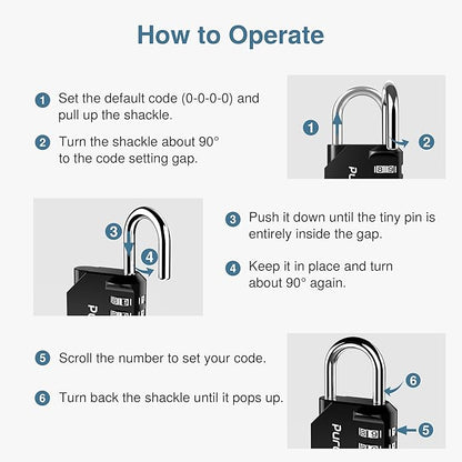 Puroma 2 Pack Combination Lock for Locker 4 Digit Outdoor Waterproof Padlock for School, Gym, Sports, Fence, Toolbox, Gate, Case, Outdoor, Hasp Storage, Cabinets (Blue & Black)