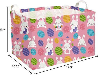Essme Rectangular 3Pack Easter Basket, Kids Storage bin Organizer with Handles for Easter Decor,Shelf Basket,Toy Organizer,Easter Baskets.(3Pack Easter basket)