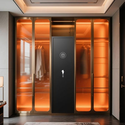 5 Gun Safe Biometric, Rifle Safes for Home, Gun Cabinet with Dual Alarm System, Rifle Gun Safe with Removable Gun Rack, Shotgun Safe with 4 Ways to Open