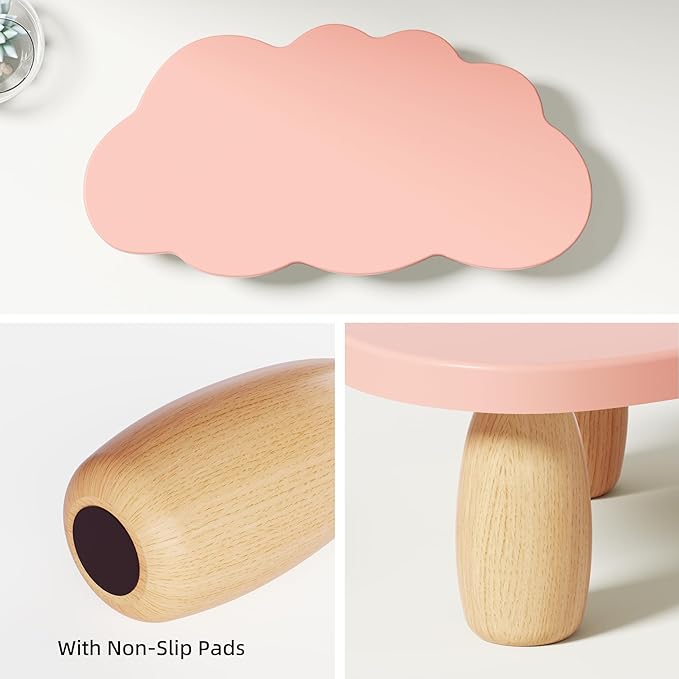 Monitor Stand Riser,Cloud Shape Wood Computer Monitor Stand, 16.5IN Monitor Stand Riser, Multi-Purpose Desktop Organizer Riser for Computer,Laptop,Printer,TV,Pink