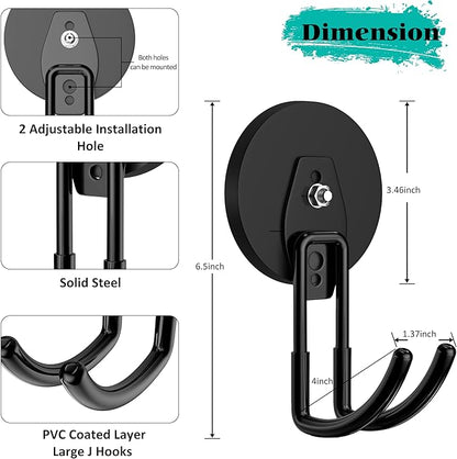 ENUODA Strong Magnetic Hooks Heavy Duty Magnetic Garage Hook, Large Magnet Hooks for Hanging Garden Tool, Broom, Shovel, Hose, Extension Cord, Container, Tool Chest, Shed, Storage & Organization, 2PCS
