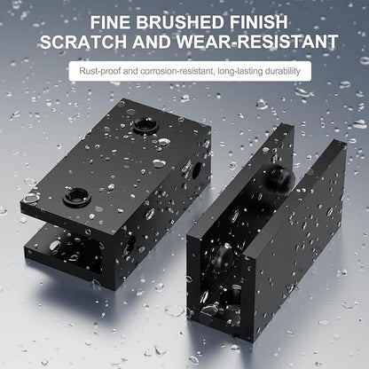 Ranbo 2 Pcs Solid Brass Glass Shelf Brackets, Heavy Duty 4mm Thick Design，for 1/4" to 1/2" Frameless Glass Panels, Wall Mount Support Clips for Shower and Shelves, Matte Black