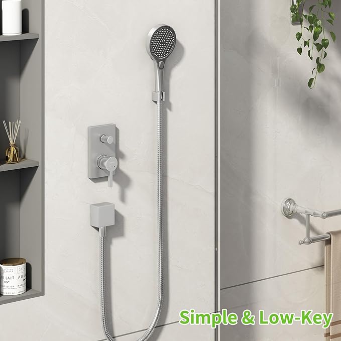 Angle Simple Shower Head Holder, Brass Shower Wand Bracket, Handheld Sprayer Holder Wall Mount, Brushed Nickel