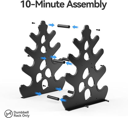 Dumbbell Rack Stand, (Dumbbells Not Included) with Protective Edge Rubber Covers for Home Gym, Compact A-Frame Design Weight Rack with Handle