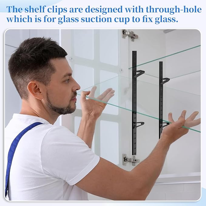 8 Pcs 40 Inch Shelf Pilaster Tracks and 24 Pcs Shelf Clips Adjustable Metal Shelving Rail Mortise Mount Pilaster Strip Standard for Bookcases Cabinet Closet Shelving System (8, Black)