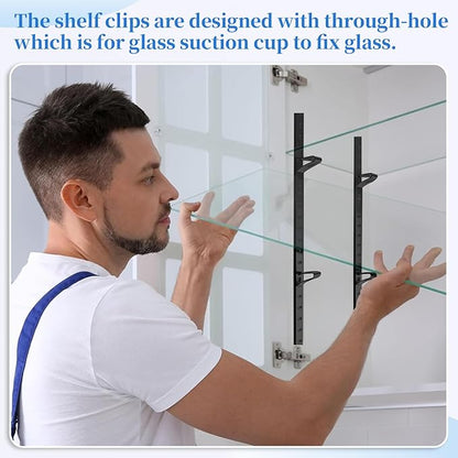 8 Pcs 40 Inch Shelf Pilaster Tracks and 24 Pcs Shelf Clips Adjustable Metal Shelving Rail Mortise Mount Pilaster Strip Standard for Bookcases Cabinet Closet Shelving System (8, Black)