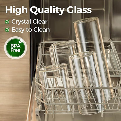 ComSaf 1.2 Qt Glass Storage Containers with Lids, Glass Jars with Lids, Clear Food Storage Jar, Square Canister Set of 9, Pantry Organizers and Storage for Cookie Flour Oat Pasta Tea Coffee Bean