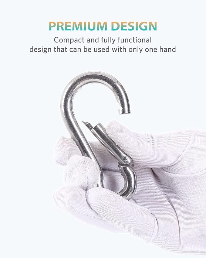 Carabiner Clips, 316 Stainless Steel Carabiner Clip, Heavy Duty Carabiner Hooks, Keychain Carabiners, Multi-Purpose Spring Snap Hook for Dog Leash, Outdoor Camping, Swing, Hammock