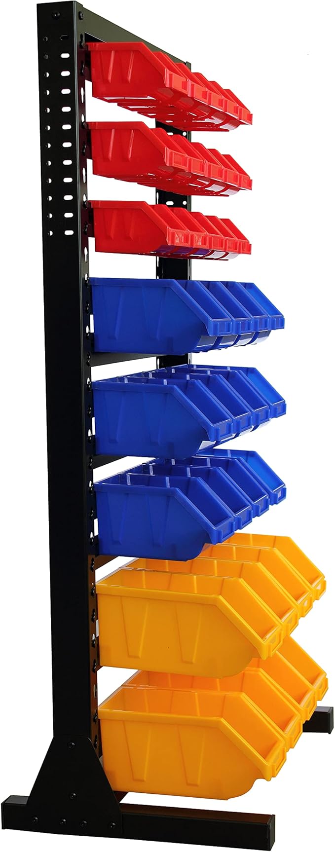 King's Rack Hanging Bin Rack Storage System Heavy Duty Steel Rack Organizer Shelving Unit w/ 35 Plastic Bins in 8 tiers