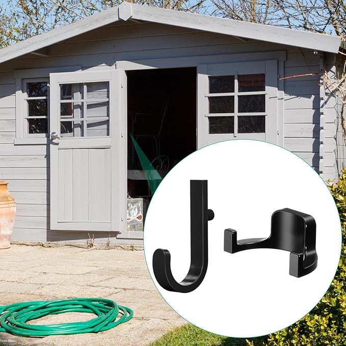 20 Pcs Storage Shed Tool Hooks Tool Hanger Compatible with Suncast Shed Accessories for Hanging Storage Shelves Organizer Accessories Parts Replacement Screws Brackets (J Shape/u Shape,Black)