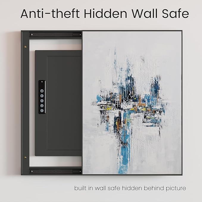 Grimtron Quick Access Wall Safe with Removable Pegboard & Shelfs, Flat Hidden Wall Safes Between The Studs 16" Centers, Black Wall Mount Safe for Valuables, Gifts for Men and Women