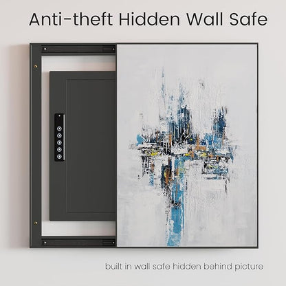 Grimtron Quick Access Wall Safe with Removable Pegboard & Shelfs, Flat Hidden Wall Safes Between The Studs 16" Centers, Black Wall Mount Safe for Valuables, Gifts for Men and Women