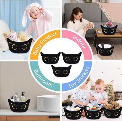 3 Pack Small Highland Cute Cow Storage Baskets for Organizing,Woven Decorative Gift Basket, Nursery Shelves Rope Cotton Storage Bins for Gifts Empty, Mini Burr Baby Shower with Handles,7 IN