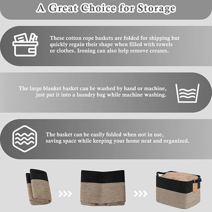 Goodpick Woven Storage Baskets for Organizing, 18" x 14" x 12" Wicker Laundry Basket for Shoes,Towel, Blanket Basket for Living Room, Toy Baskets Storage Kids with Handles