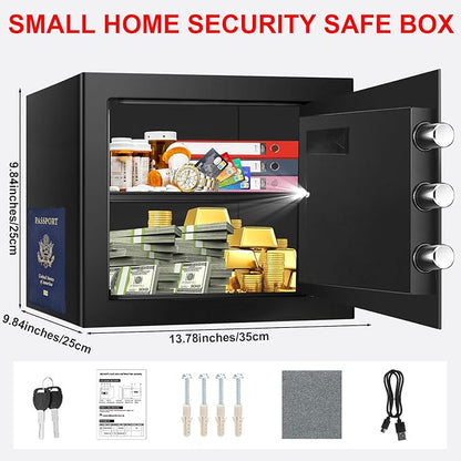 1.3 Cuft Small Home Safes Water and Fireproof, Anti-theft Safes for Home Use Fire and Water Proof with Combination Lock, Smart Alert System and Removable Shelf, Digital Document Safe for Jewelry Money