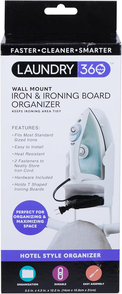 Wall Mount Iron and Ironing Board Organizer Laundry Room Storage Fits Smaller Irons Easy Assembly White