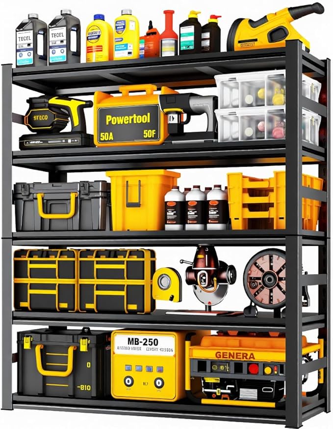 Garage Shelving Unit,88"*47"*24"Thickened Metal Shelving Units for Garage Storage Shelves Adjustable Shelves,5 Tier Industrial Shelving Shelf Metal Shelves for Storage for Warehouse Basement