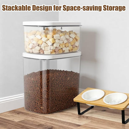 TBMax Dog Cat Food Storage Container 12-15 Lbs with Easy-Carrying Handles, Stackable Pet Food Dog Treat Container with Pop Up Lids, Airtight Food Storage Bin for Kitchen Organization