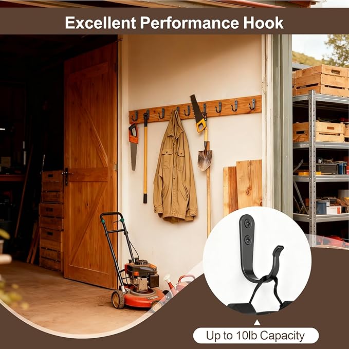 20-Pack Towel Hooks for Bathroom, Heavy Duty Black Metal Wall Hooks for Robe, Coat, Kitchen, Closet, Garage Organizer