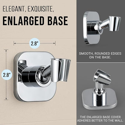 G-Promise Metal Handheld Shower Head Holder, Adjustable Wall Mount Shower Wand Bracket, Strong Adhesive Disc Mount or Drill Installation (Square, Chrome)