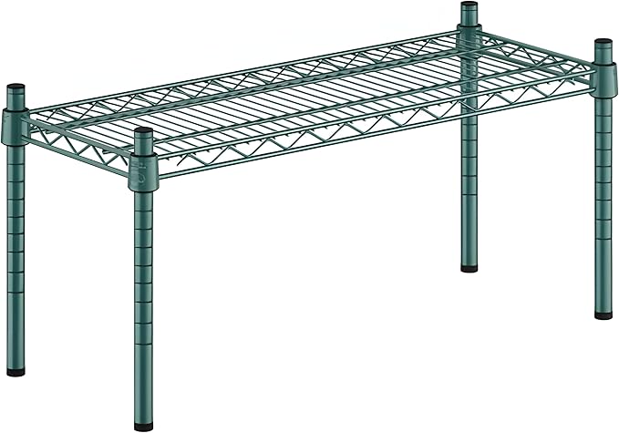 12" x 30" x 14" Green Epoxy Wire Storage Shelf, Dunnage Rack, Commercial 1 Tier Small Shelf
