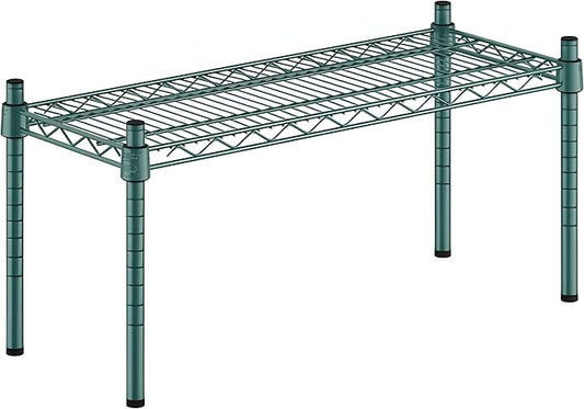 12" x 30" x 14" Green Epoxy Wire Storage Shelf, Dunnage Rack, Commercial 1 Tier Small Shelf